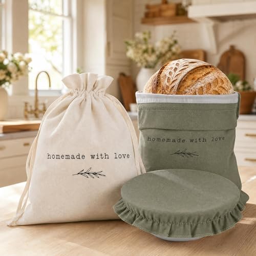 10 Best Linen Bread Bags That Keep Your Loaves Fresh and Tasty 7 KIBAGA Linen Bread Bag Set with Proofing Cover