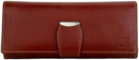 K London Stylish Brown Long Women Purse Wallet Clutch with Loop Closure & 2 Zipped Pockets-AZ01_Leather_BRN