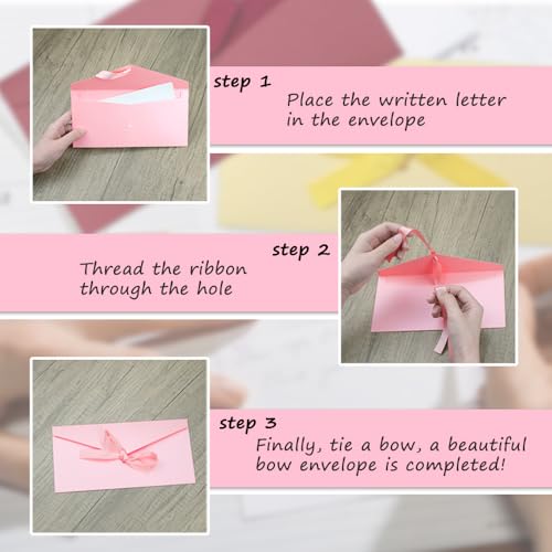 oupados 10 Stücke Farbige Kuverts Geschenkkarten Briefumschläge Umschläge Mit Bändern für Party-Geschenkkarten Thanksgiving Weihnachten Geburtstags-Hochzeitseinladungen Einladungsgrußkarten 22×11cm