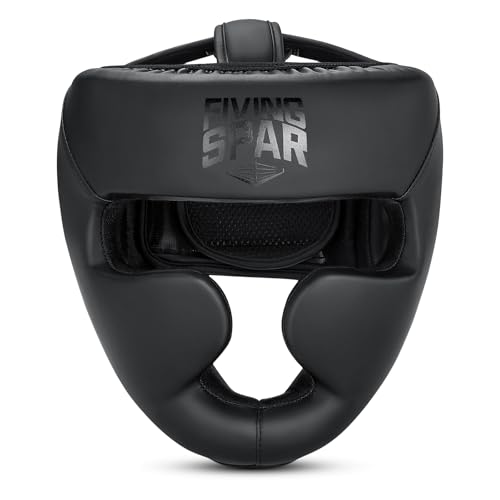 Boxing Headgear for MMA, Head Guard for Muay Thai, Boxing,Wrestling & Sparring - Professional Training Equipment for Adult Men & Women (Black, Medium) by FIVING - Used condition - US$23.39