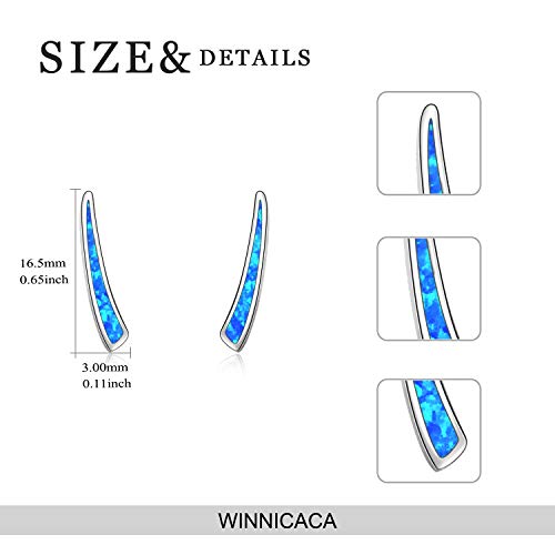 Winnicaca Ear Climber Earrings Sterling Silver October Birthstone Blue Fire Opal Ear Cuff Bar Earrings Jewelry Gifts For Women Birthday #TOP2