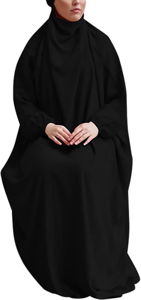Islamic Women Prayer Dress 1PC Lightweight Arab Bat Sleeve Abaya Modest Maxi Jilbab