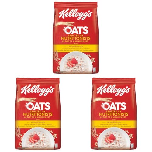 Image of Kellogg's Oats, Rolled Oats, High in Protein and Fibre, Low in Sodium, 900gram /990gram Pack (Pack of 3)