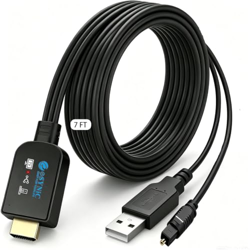 eSynic 192KHZ HDTV ARC/eARC to Old Optical Soundbar Converter-USB Power