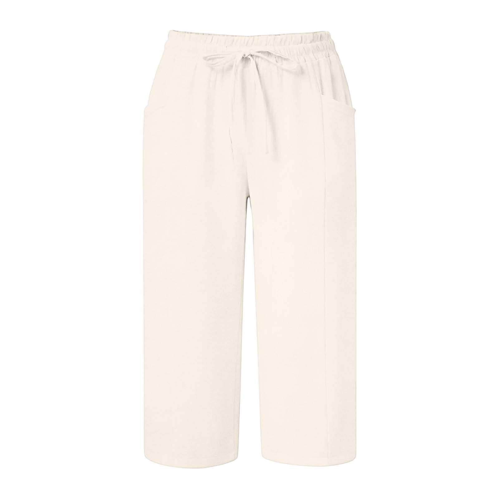 Pantalones Mujer Verano 3/4 Pirata Talla Grande Deportivo Shorts Palazzo Bolsillos Yoga Jogger S-XXL