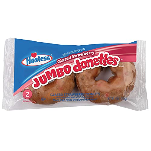 Jumbo Donette By Hostess Variety Pack By Tribeca Curations | Glazed, Blueberry, Strawberry | 4 Ounce | 12 Pack (24 Total Donettes) #TOP2