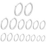 JHAZUN 8Pcs Aros Plata Hombre,Pequeños Pendientes para Mujer Hombre Hipoalergénico Acero Quirúrgico Cartílago Tragus Helix Sleeper Pendientes de Aros con Bisagras