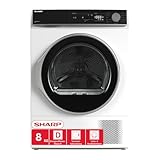 SHARP KD-NHA8S6GW1D-DE Wärmepumpentrockner 8 kg, LED Display, BubbleDrum, Knitterschutz, Trommelbeleuchtung, 15 Programme inkl. BabyCare und Jeans, Super Silent, Energieeffizienzklasse D