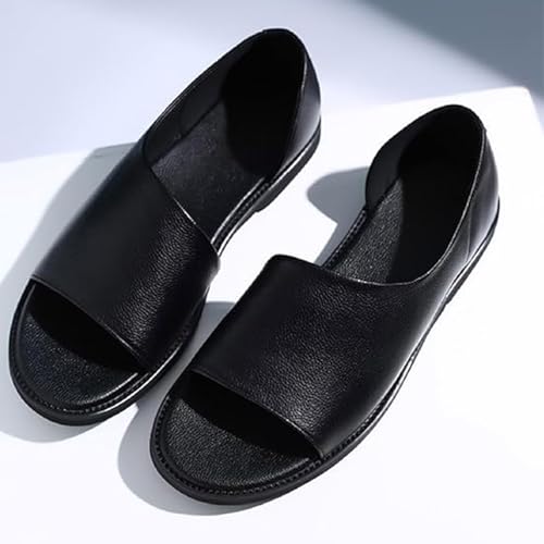 Men's Genuine Leather Perforated Sandals - Smooth Comfortable Open-Toe Design Outdoor Casual Beach Shoes3