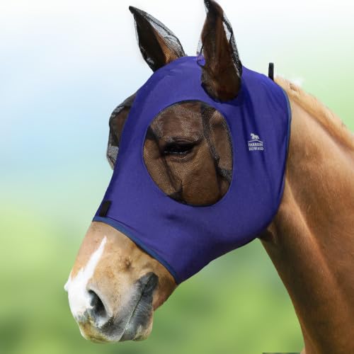 Harrison Howard Super Comfort Stretchy Fly Mask Large Eye Space with UV Protection Soft on Skin with Breathability Navy Blue L Full Size