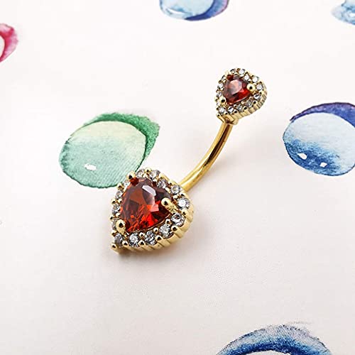 Excepro 14G(1.6mm) Double Heart Cubic Zirconia Navel Belly Button Ring 316L Surgical Steel Piercing Barbell Body Jewelry3