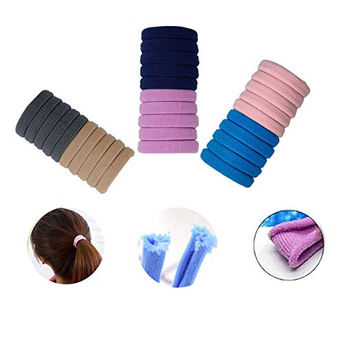Image of Elina 60 Light Pastel Elastic Ponytail Holder Hair Rubber Multi Color Ties Head Bands Soft Cotton Thick Thin Hair Wear for School Girls, Kids, Women Accessories (Pack of 60)