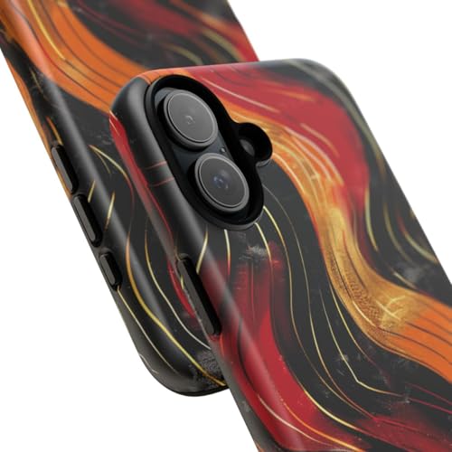 Coque iPhone 16 Plus motif abstrait ondulé rouge orange - Protection rigide mate - 2
