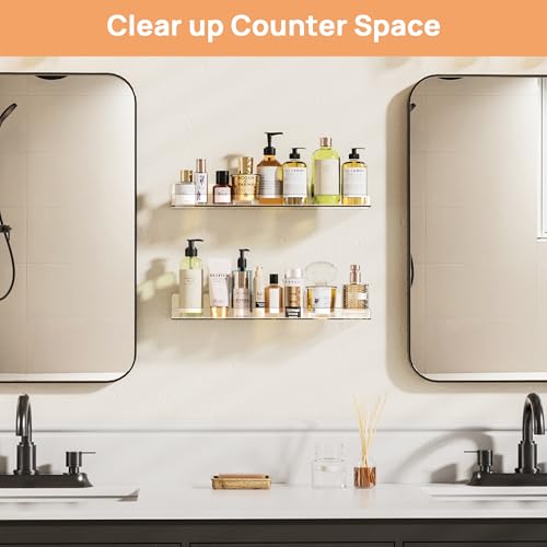 Image of upsimples 2 Pcs 15 inch Acrylic Shelves for Wall Display and Storage, Clear