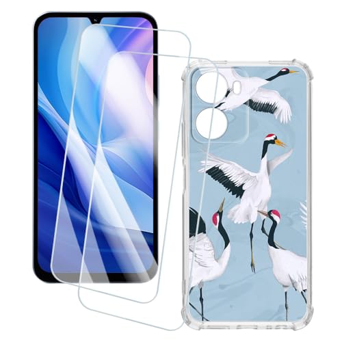OAGELIM 2�Z�b�g �X�N���[���v���e�N�^�[ + �P�[�X Xiaomi Redmi 15A 5G (6.9 �C���`) �Ƃ̌݊������� �A�[�e�B�X�e�B�b�N�J�X�^���v�����g�J�o�[�Ƌ����K���X�t�B���� �X�N���b�`�h�~ (��)