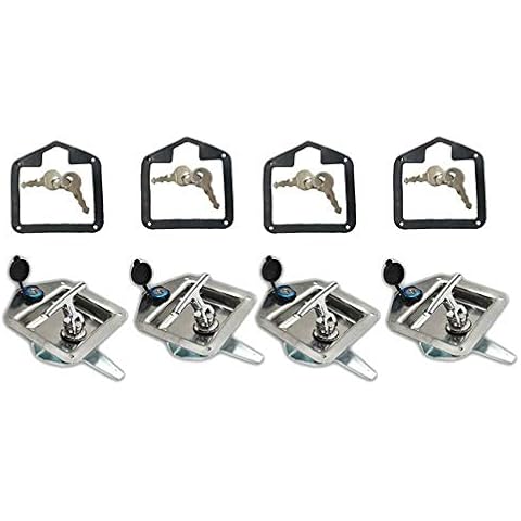 labwork 4 x Trailer Door Latch Rv Door Tool Box Lock with Gasket T-Handle Latch with Keys 304 Stainless Steel Highly Polished Cover