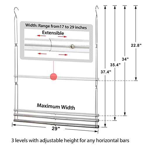 Storage Maniac Hanging Closet Rod, Adjustable Width And Height Closet Hanging Organizer, Space-Saving Clothes Hanging Bar, Closet Extender Hanging Rod Double Closet Hanging Rod, 1 Pack Chrome #TOP1