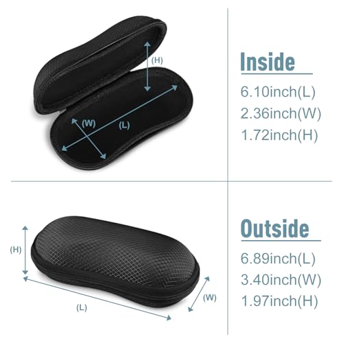 FINTIE Brillenetui Sonnenbrille, EVA Kratzfeste Sonnenbrillen Etui Hardcase mit Karabiner Groß Brillen Etui für Damen Herren Outdoor Sportbrille Fahrradbrille