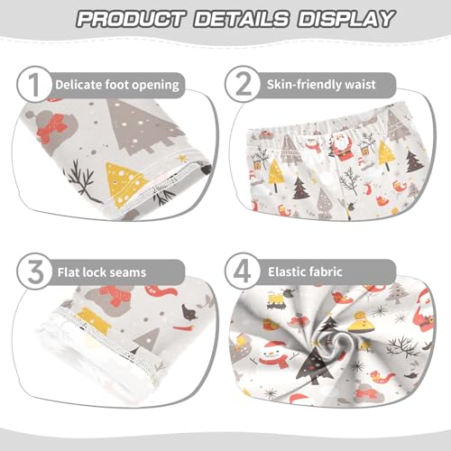 Christmas Pattern Silver Kids Baby Girls Cotton Pants Stretchy High Waisted Workout Pants Exercise3