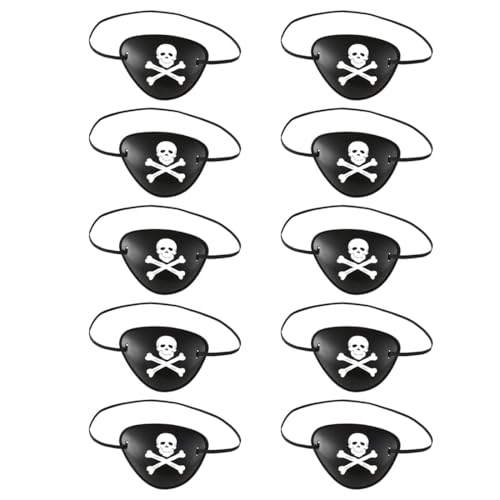 UEAVOID 10 Pièces Cache-œil Pirate Tête de Mort 3D Masque Oculaire Élastique Réglable en Plastique pour Anniversaires d'Enfants Fêtes à Thème Pirate Accessoires de Spectacle