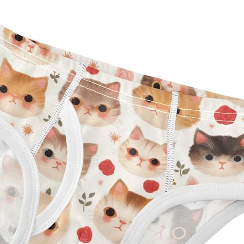 Wusikd Cute Cats Boys' Underwear Cotton Roses Boys Briefs Soft Toddler Underwear 2T4