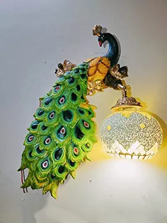 Peacock Antique Wall LED Night Lamp Wall Scone/Light/ Living Room, Bedroom - Multicolour(Resin)