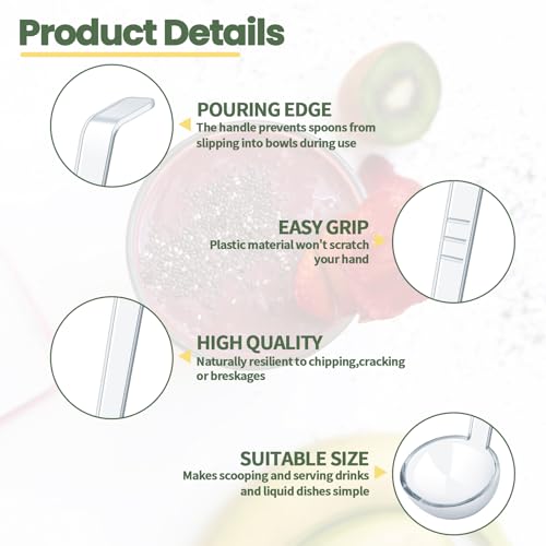 6 Pcs 1 Oz Small Ladle 7.87 Inches Mini Ladles for Serving Sauce, Soup, Dressing, Punch Bowl, Gravy, Cocktail, Fruit Juices – Clear Plastic Long Handle Ladles for Parties, Catering