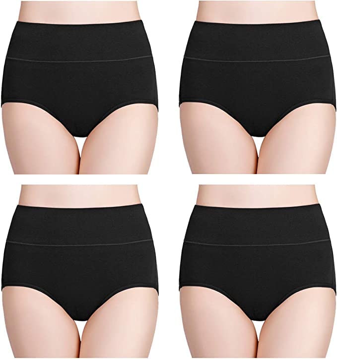 Women's Cotton PN-034 Fitted Bikini Style Underwear | Women Thong High Waist Panty | Low Rise Sexy Solid Hipster Sexy Lingerie high Waist Panties | 100% Super Cotton Combo (Black)(Pack of 4).-image-44