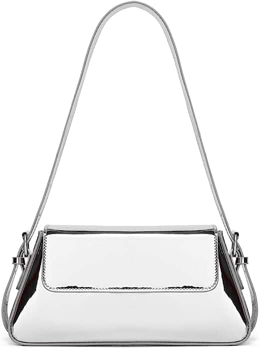 Women's Y2k Silver Metallic Hobo Purse - Sparkly Evening Shoulder Bag for Party, Wedding, Going Out Handbag