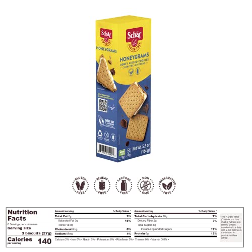 Schar - Honeygrams - Certified Gluten Free - No Gmo's, Lactose, Wheat Or Preservatives - (5.6 Oz) 3 Pack #TOP1