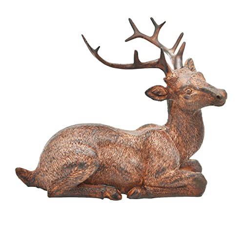 Figura Decorativa Ciervo Sentado Resina Rust 6.5in