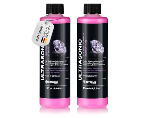 OCTOPUS Special Ultrasonic Cleaner, concentrado para uso en limpiador ultrasónico, limpiador de gafas, limpiador higiénico de joyas 2x 250ml (500ml)