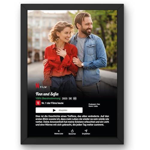 Bild: Personalisiertes Netflix Poster mit oder ohne Rahmen mit Ihrem Text und Foto | Netflix-Filmdesign-Dekoration | Individuelles Filmposter | Gestreckte Leinwand | Filmplakat | Acryl | Geschenk (Portr�t) f�r 19,99 EUR bei amazon.de