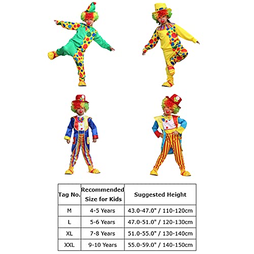 Girls Boys Clown Costume For Kids Funny Circus Costume Evil Joker Cosplay Dress Up With Clown Hat Coat Fancy Polka Dots Halloween Costume Christmas Carnival Birthday Outfits Royal Blue 9-10 Years #TOP4