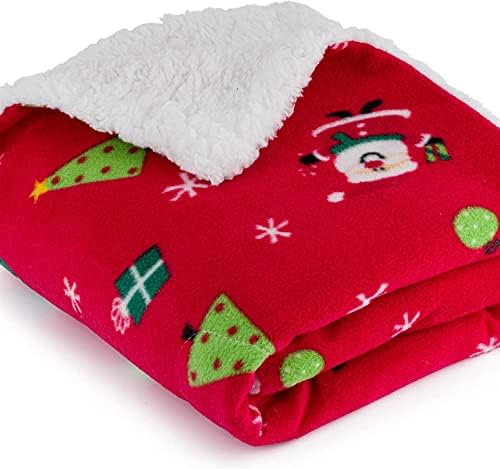 Celebright Christmas Pet Blanket - Luxury Plush Fleece Throw for Dogs Cats or Puppies - 72cm x 110cm - Xmas Design, Machine Washable, Winter Warm, Fluffy & Tough -Santa Red