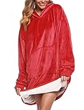 iClosam Übergroße Hoodie Sweatshirt Decke mit Riesen Hoodie Fronttasche für Erwachsene Männer Frauen Jugendliche, Rot, M