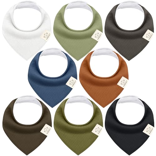 Image of KeaBabies 8-Pack Bandana Bibs for Baby Girls, Boys - Organic Cotton Baby Bibs for Drooling & Teething Newborn, Toddler, Infant 0-36 months, Extra Soft, Absorbent Cloth with Snaps (Basic/Quin)
