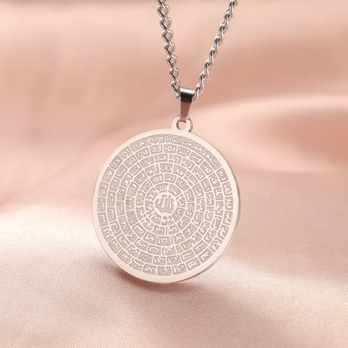 VASSAGO 99 Names of Allah Necklace Stainless Steel Asma-ul-Husna Pendant Arabic Necklace for Men Women Islamic muslim jewelry (silver) - Image 7