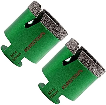 KURSTOL Diamond Core Drill Bits - 2pcs 6mm with M14 thread Tile Hole Saws for Dry Drilling Porcelain Ceramic Tile Granite Marble Stone Vacuum Brazed Diamond Drill Bit