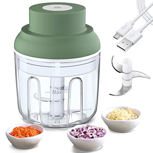 Electric Garlic Chopper,Food Chopper USB Rechargeable Garlic Press Masher / Blender, Small Food Processor with Three Blades ( 250ML ) 1 Gallery Image