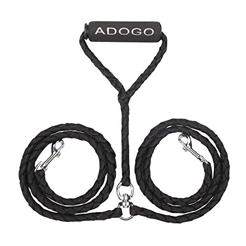 ADOGOu00ae Dog Lead Splitter,No-Tangle Double Dog Leash for Walking and Traning 2 Dogs (Black)