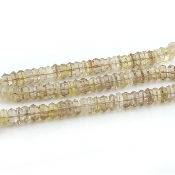 Quartz Citron bio 8mm en perles roues SB15 au reflet faceté lumineux pour colliers artisanaux