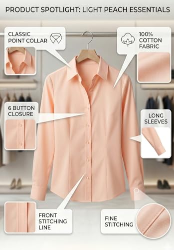 Image of modny Women Formal Cotton Shirt | Full Sleeve Regular Fit with V-Shape Collar | Stylish Casual & Office Wear Shirt | Available in Plus Sizes