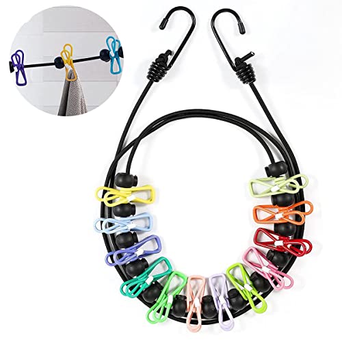 AMAZON - Travel Clothesline with 12 Clothespins, Windproof Portable Clothesline for Outdoor Travel Gadgets, Camping Accessories, Indoor Laundry Drying, RV Accessories, Junvaia Stretchy Retractable Clothes Line