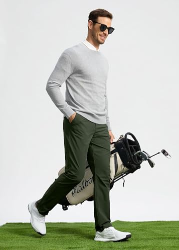 Image of Pudolla Men's Golf Pants Stretch Work Dress Comfy Pants 30 inch /32 inch /34 inch Lightweight Quick Dry Casual Slacks Trousers with Pockets