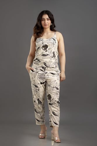 Image of Women's Printed Nightsuit Pajama with Top with Long Gown Lightweight Soft & Comfy Sleepwear for Girls & Women