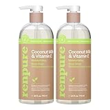 Renpure Coconut Milk & Vitamin E Moisturizing Body Wash - Gently Cleanses & Restores Moisture Balance - For Soft, Hydrated & Healthy-Looking Skin - With Coconut Oil & Vitamin E - 24 Fl Oz, 2 Pack