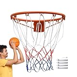 Aro de baloncesto para niños, aro de baloncesto para adultos - Aro de baloncesto de acero para exteriores - Aro de baloncesto estable y grueso, suministros de baloncesto resistentes al desgaste para n