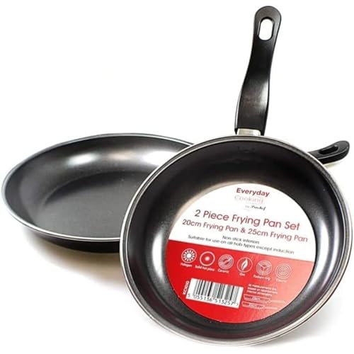 PEBBLE HUG 2X Aluminium Non-Stick Fry Pan 20cm and 25cm for Everyday Cooking, Omelette Pan for Induction Gas and Electric, Easy to Clean, Durable and Long Lasting