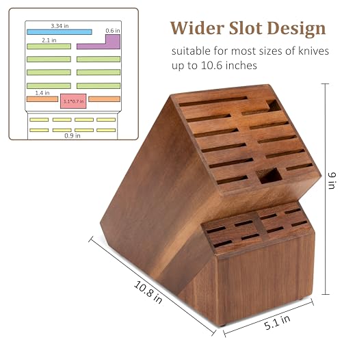 Redcall 20 Slot Knife Block Storage Without Knives,Acacia Wood Universal Knife Holder For Kitchen Countertop,Large Butcher Block Organizer,Easy Kitchen Knife Storage thumb #4